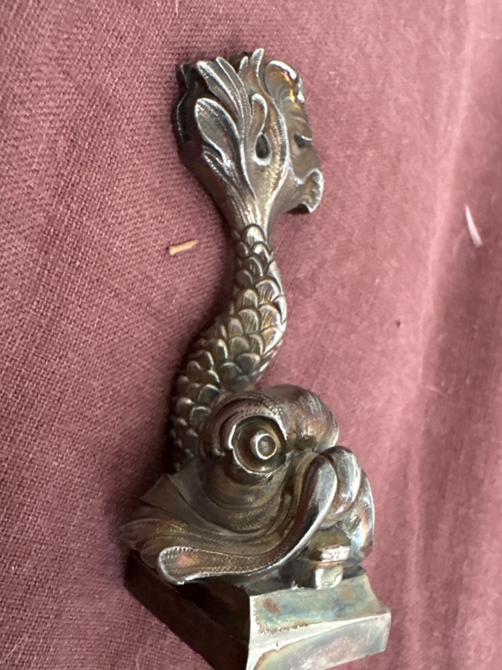VTG Silver Vintage Christofle France Place Card Menu Holder NEPTUNE Dolphin